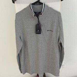 Ben Sherman Light Gray Half-Zip Pullover with Contrast Trim
